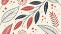 Abstract Botanical Seamless Pattern with Leaves and Floral Elements Royalty Free Stock Photo