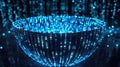 Abstract art of bowl made of blue glowing digital codes. Futuristic data. AIG53F. Royalty Free Stock Photo
