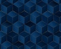 Abstract box geometric pattern. Blue and gold luxury concept background. Vector illustration Royalty Free Stock Photo