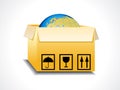 Abstract box icon with globe Royalty Free Stock Photo