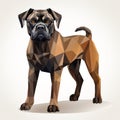 Abstract Boxer Dog In Dark Gray And Light Amber Geometric Style Royalty Free Stock Photo