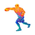 Abstract boxer man, mixed martial arts fighter from splash of watercolors Royalty Free Stock Photo