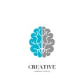 Abstract brain, creative mind logo vector design template