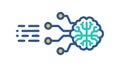 Abstract brain with data streams, representing artificial intelligence and cognitive computing, vector design Generative AI Royalty Free Stock Photo