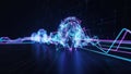 Abstract brain neural network glowing with futuristic technology and digital data flow in dark blue background Royalty Free Stock Photo