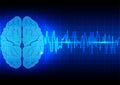 Abstract brain wave concept on blue background technology Royalty Free Stock Photo