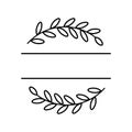 Abstract branch wreath split monogram. laurel or olive branch. Floral frame with text space. Vector stock illustration