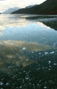 Abstract, brash ice forming at sundown