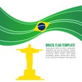 Abstract Brazil flag wave and Christ the Redeemer Temple Royalty Free Stock Photo