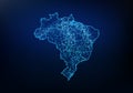 Abstract of brazil map network, internet and global connection concept, Wire Frame 3D mesh polygonal network line, design sphere,