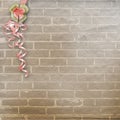 Abstract brick wall with ribbons and bows. Royalty Free Stock Photo