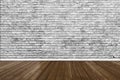 Abstract brick wall and wood floor in room for artwork Royalty Free Stock Photo