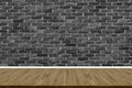 Abstract brick wall and wood floor in room for artwork Royalty Free Stock Photo