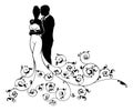 Abstract Bride and Groom Wedding Silhouette Royalty Free Stock Photo