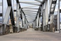 Abstract metal bridge structure going into perspective in Barcelona, Spain Royalty Free Stock Photo