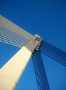 Abstract bridge interconnected cable with blue sky background