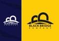 Abstract bridge in letter b logo design template emblem symbol