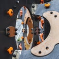 Abstract bright background, fragments of a bright multi-colored children`s slide on a playground for children