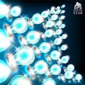 Abstract bright background with star shape from blue bulbs on left