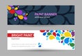 Abstract Bright banner with drops of rainbow paints on white and black background. Set horizontal banners with empty Royalty Free Stock Photo