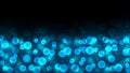 Abstract Bright Blue Light Sparkles and Bokeh in Dark Background Royalty Free Stock Photo