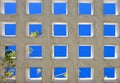 Abstract bright blue squares of modern architecture