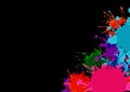 Abstract bright and color with paint stains and splatter on a black background,  illustration design Royalty Free Stock Photo