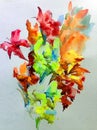 Abstract bright colored decorative background . Floral pattern handmade . Beautiful tender romantic bouquet off gladiolus flowers