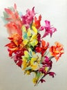 Abstract bright colored decorative background . Floral pattern handmade . Beautiful tender romantic bouquet off gladiolus flowers