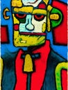 Bright colourful abstract oil paint of a man -AI generated