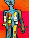 Bright colourful abstract oil paint of a man -AI generated