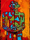 Bright colourful abstract oil paint of a man -AI generated