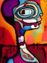 Bright colourful abstract oil paint of a woman -AI generated