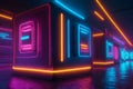 abstract Bright different random lights, modern neon technology