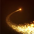 Abstract Bright Golden Falling Star - Shooting Star with Twinkling Star Trail Royalty Free Stock Photo