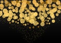 Abstract Bright Golden Lights, Glitters and Bokeh in Dark Background Royalty Free Stock Photo