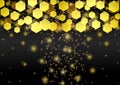 Abstract Bright Golden Lights, Glitters and Bokeh in Dark Background Royalty Free Stock Photo