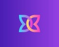 Abstract Bright Gradient Butterfly Vector Logotype. Universal 3d Beauty Salon, Cosmetics, Resort Symbol Logo Design.