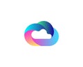 Abstract bright gradient cloud vector icon logo design template. 3d colorful data, upload, storage vector sign symbol