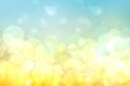 Abstract bright gradient motion spring or summer landscape texture background with natural gold yellow bokeh lights and blue Royalty Free Stock Photo