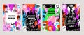 Abstract bright graffiti y2k punk posters set. With bricks, paint drips, words in graffiti style. Graphic urban design Royalty Free Stock Photo