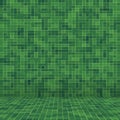 Abstract bright green square pixel tile mosaic wall background and texture. Royalty Free Stock Photo