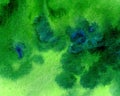 Abstract green watercolor hand painted background stain with blue  elements Royalty Free Stock Photo