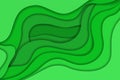 Abstract bright green wavy paper cut background