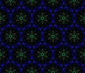 Abstract bright kaleidoscope symmetric pattern on a black background