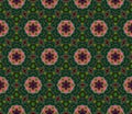 Abstract bright kaleidoscope symmetric pattern on a black background