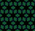 Abstract bright kaleidoscope symmetric pattern on a black background