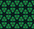 Abstract bright kaleidoscope symmetric pattern on a black background