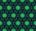 Abstract bright kaleidoscope symmetric pattern on a black background