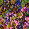 Abstract bright multicolor psychedelic wavy layered pattern Mixed chaotic geometric mosaic elements in motion